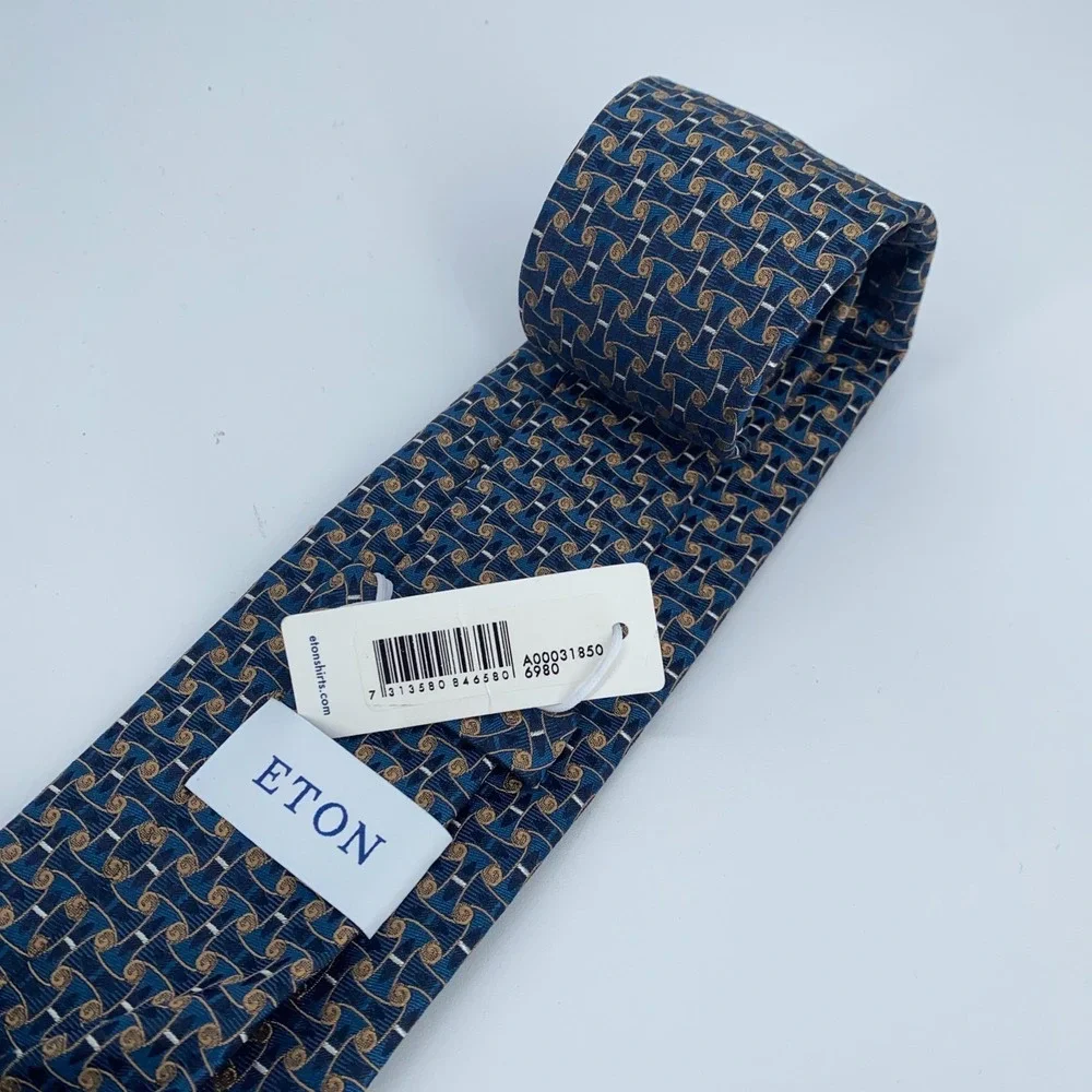 Eton Tie Men One Size Multi Patterned Silk Luxury Classic Necktie Italy Made NWT